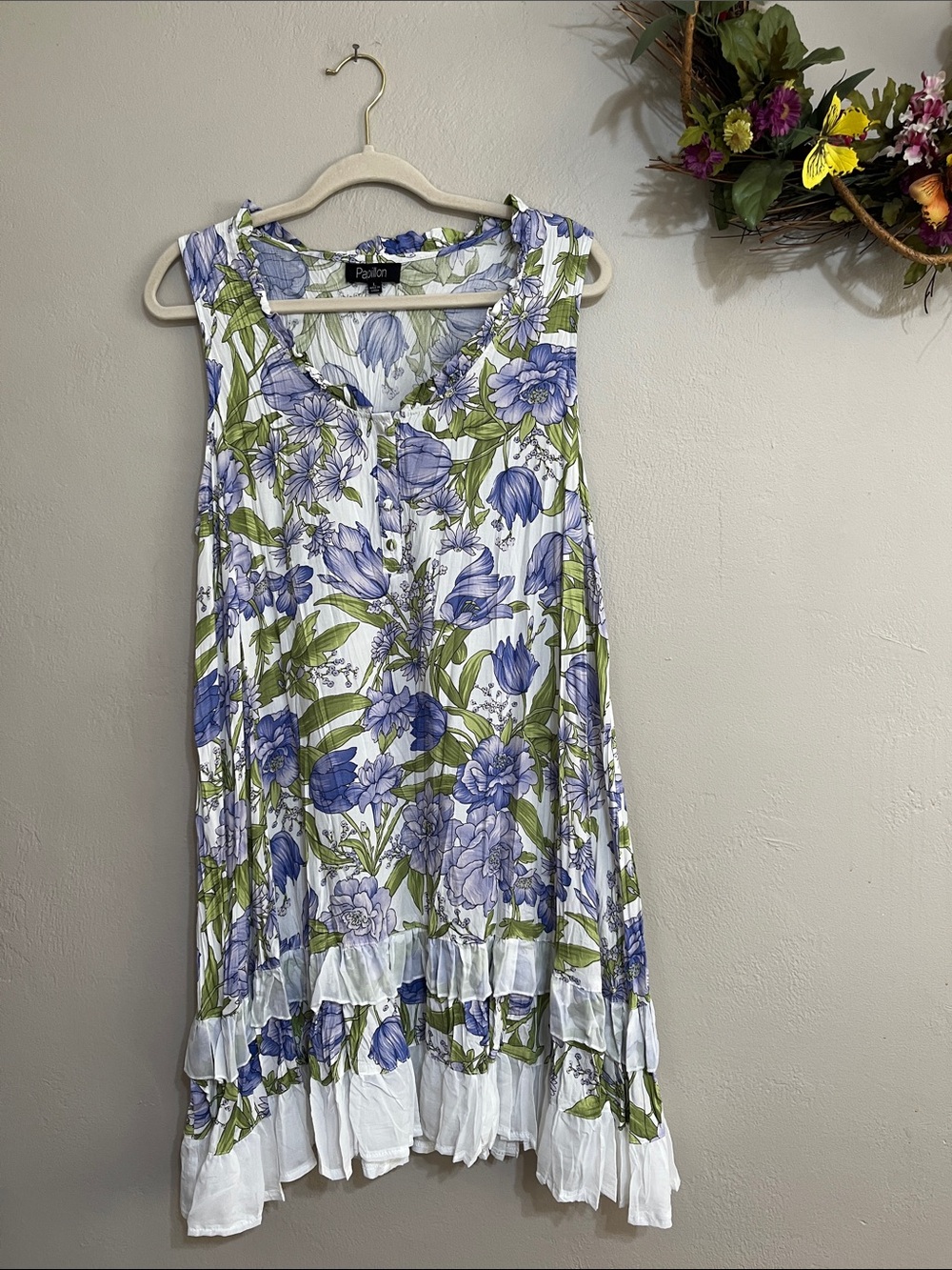 💐Pavia Floral Sleeveless Mini Dress in Lavender & Green